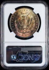 1904 O Morgan Silver Dollar Coin NGC MS64 Rainbow Toned Gem BU Toning Both Sides