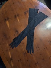 Vintage/antique soft black Leather Buttoned Opera Gloves