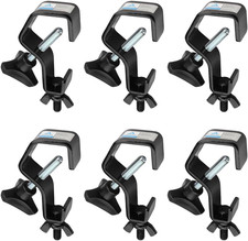 6 Pack Black Truss Clamps Stage Light Hook, Heavy Duty Iron C Clamp Fits Pipe O