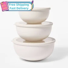 Set of 3 Plastic Mixing Bowl Set with Lids - Figmint™