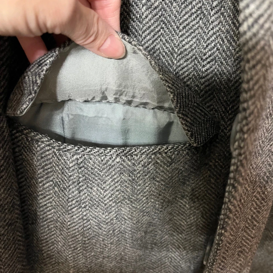 Blazer Abrigo Deportivo Imperial by Haggar Para Hombres Lana Gris Espiga Hecho en EE. UU. 44L Foto 3 de 4