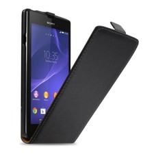 ETUI A RABAT SONY XPERIA T3 OPEN FLIP NOIR ECO-CUIR (PU)