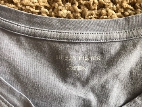 Eileen Fisher Women 2X Plus Light Blue Organic Cotton Long Sleeve Pullover Tee - Picture 3 of 4