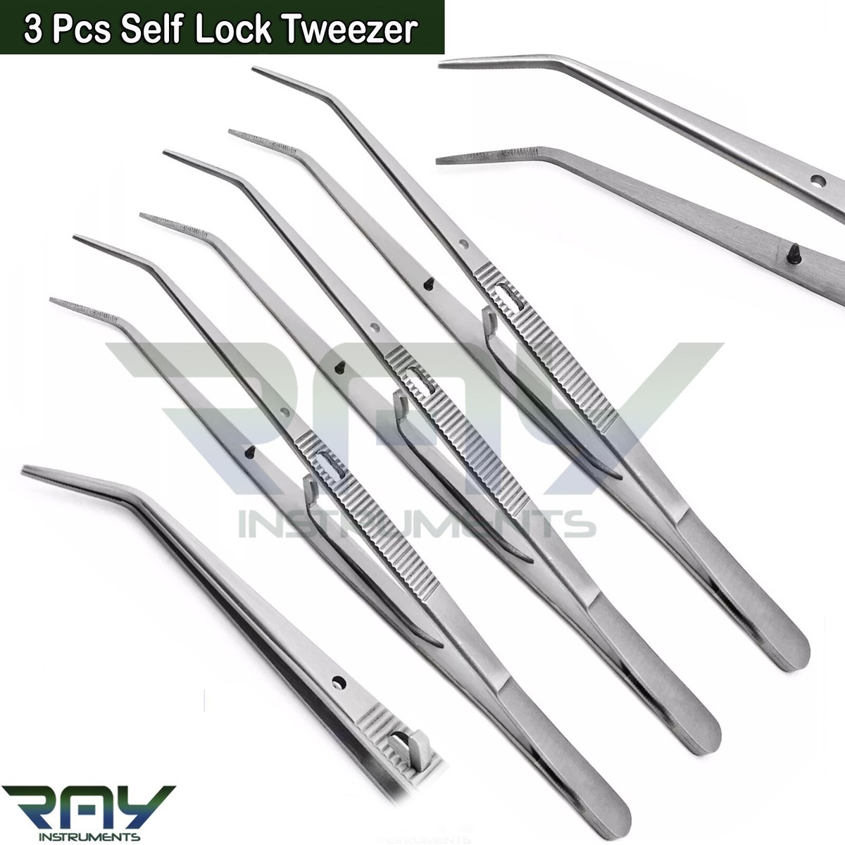 Self-Locking Surgical Dressing Forceps - Cross-Pointed Tweezers For Medical, Dental, & First Aid