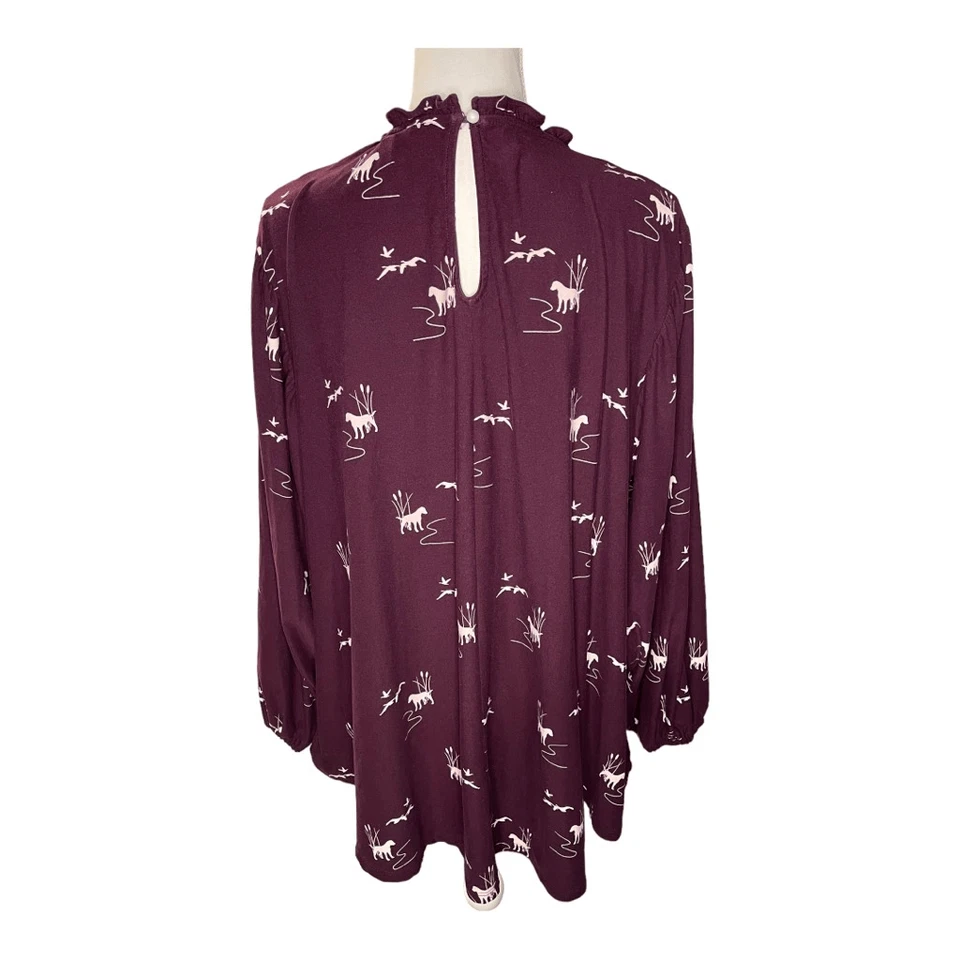 Blusa Lularoe Para Mujer Grande Borgoña Clara Calada Con Retriever Perro Pato Pájaro Foto 3 de 4