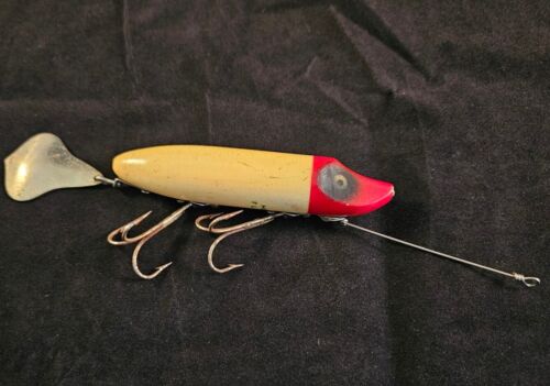 Vintage 1940s Heddon Flap-Tail #7000 Wooden Topwater Fishing Lure - Picture 1 of 11