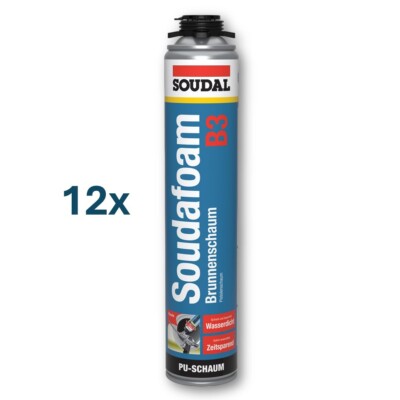 SOUDAL Profi Brunnenschaum B3 / Pistolenschaum / Montageschaum / 12 x 750 ml