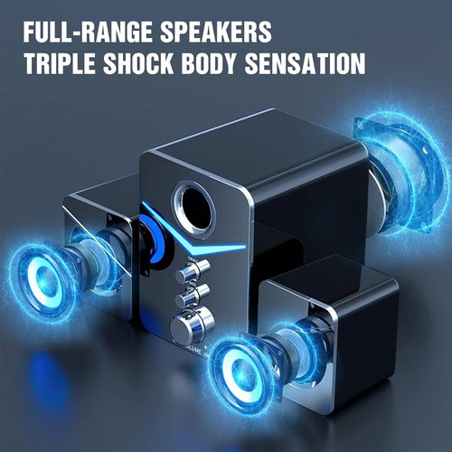 Computer Speakers w/ LED Subwoofer USB Powered 2.1 Computer Speakers 3.5mm AUX - Picture 5 of 12