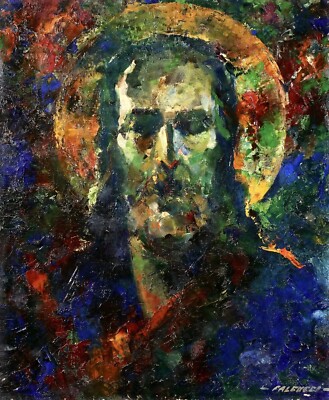 PREMIUM REPRODUCTION of a ROBERT FALCUCCI Oil Painting PORTRAIT HEAD CHRIST