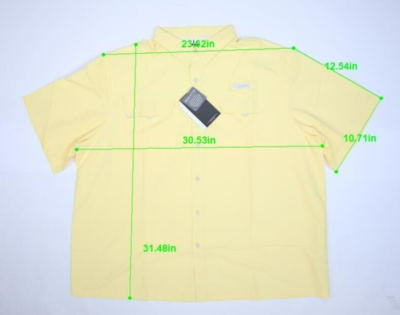Habit Mens Yellow Short Sleeve River Guide Fishing Vented Button Down Shirt  3XL
