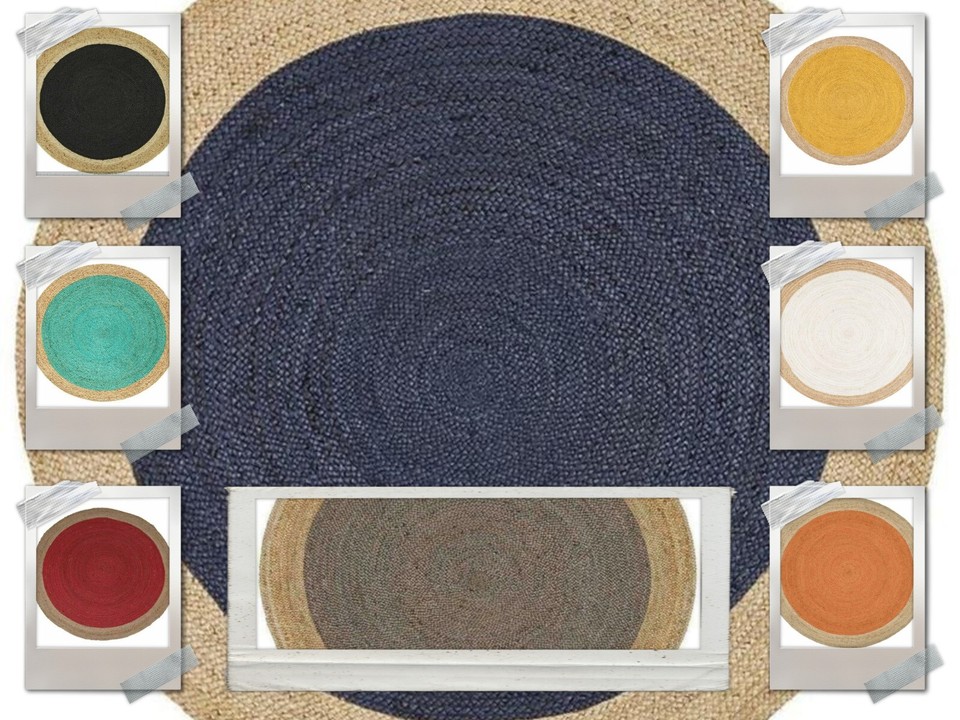 Jute Rugs for Living Room Natural Border Hand Braided Round Area Rug ...