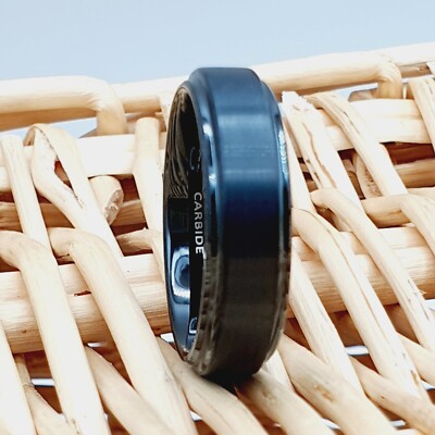 6mm Wedding Band Engraved Promise Ring for Him or Her Black Tungsten