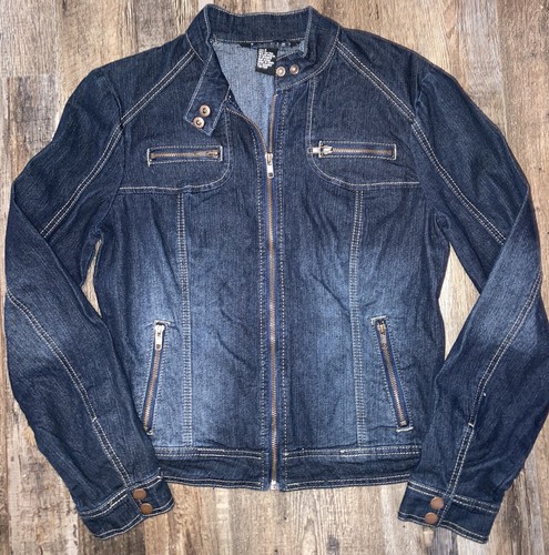 Women's Collarless Baccini Denim Zip 