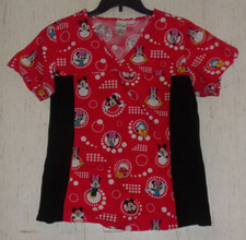 EXCELLENT WOMENS Disney Minnie  Mickey Mouse W/ POLKA DOTS SCRUBS TOP SIZE M