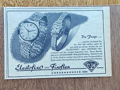 Elastofix & Fixoflex Uhren Armband RoWi Original 1956 Vintage Advert Werbung