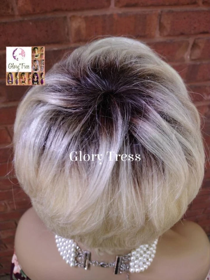 Short Razor Cut Full Wig | Pixie Cut | 100% Human Hair Wig | Ombre Blonde 613 - Image 3 of 4