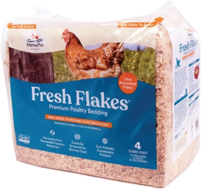Fresh Flakes | Chicken Coop Bedding | Pine Shavings for Chicken Bedding | 4 Cubi