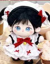 Maid Uniform 20cm Plush Doll Toy Dress Apron Shoes Hair band Clothes Clothing