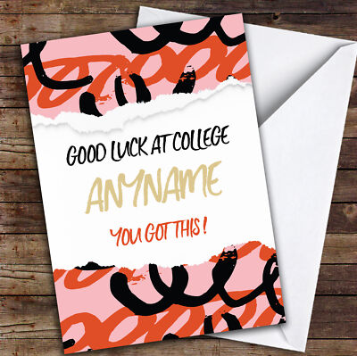 Muster Rosa Scribble Style College Personalisierte Glückskarte