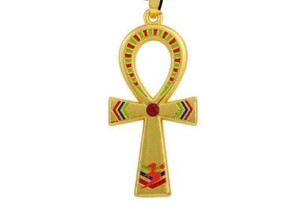 Authentic EGYPTIAN ANKH CROSS EGYPT pendant GOLD plated 18K necklace 20" chain female men