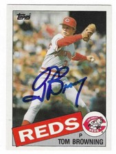 TOM BROWNING 1985 TOPPS TRADED AUTOGRAPHED SIGNED # 11T CINCINNATI REDS DECEASED