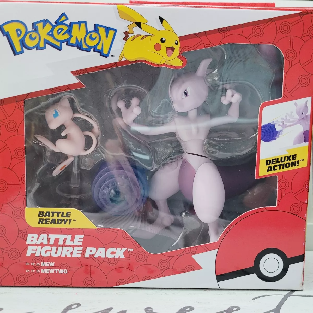 POKEMON BATTLE FIGURE 2 PACK - Features 2-Inch Mew & 4.5-Inch Mewtwo Battle  Figures