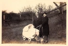 Photo man and woman with pram Dachshund dog Reichenbach I. V. Pre 1945 (5)