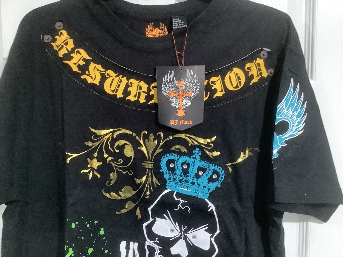 PJ Mark Mens 2XL Short Sleeve Skull Graphic T Shirt Beautiful Hard 