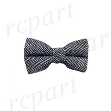 New formal men's pre tied Bow tie wool tweed herringbone Black White wedding