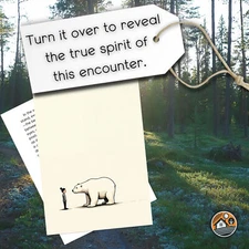 Print 5x7, Bear and Human Encounter with Inspiring Text, Unique Art & Message