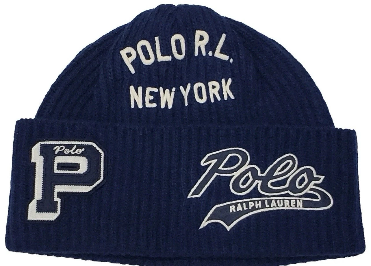 NEW Polo Ralph Lauren New York Embroidered Patch Knit Hat Beanie Sportsman