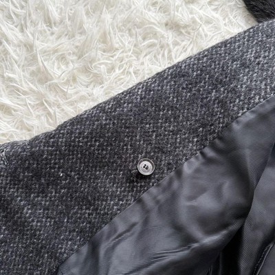 GUCCI TOM FORD period long coat fur 2way 40 L mohair blend gray