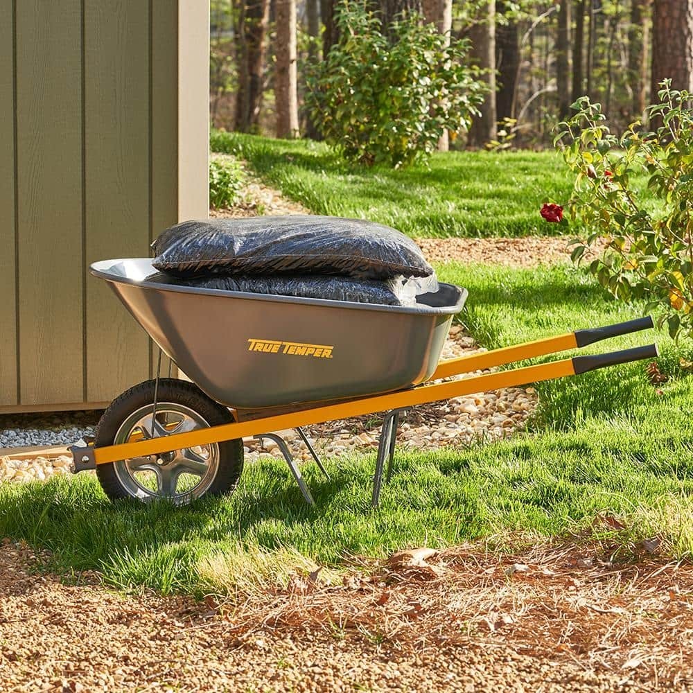 6 cu. ft. Flat Free Tire With Durable Steel Handle Heavy Duty Wheelbarrow Too