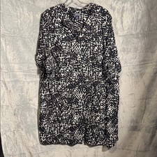 Lands' End shirt dress plus size 1X women's Print button down lightweight Dress