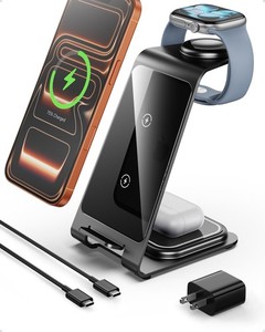 Aluminum 3 in 1 Wireless Charging Station for iPhone 17 16 15 14 13 12 11 Pro...
