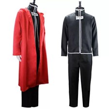 Fullmetal Alchemist Edward Elric Cosplay Costume Red Coat Black Outfit M Size