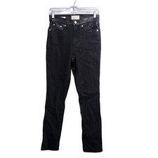 Universal Thread Mid-Rise 80s Slim Black Mixed Media Faux Leather Denim Pants 2R