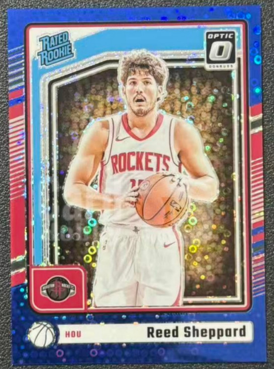 Reed Sheppard 2024-25 Panini Donruss Optic 29/49 Blue Disco Rated Rookie RC #255
