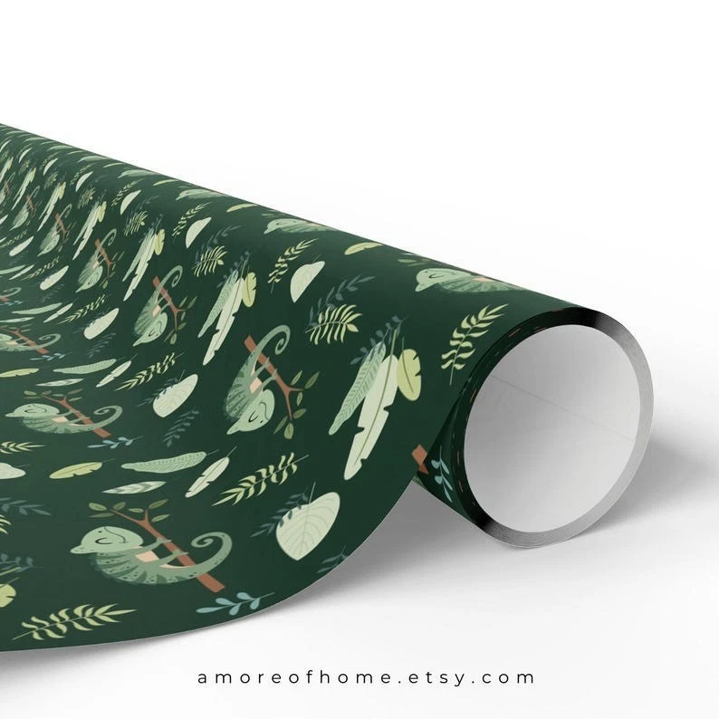 Papel de envolver de safari, envoltura de regalo de animales de la selva, rollo de cumpleaños o bebé para niños Foto 4 de 4