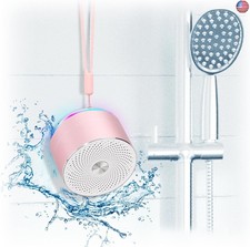 Mini Bluetooth Shower Speaker, IPX6 Waterproof Speaker, with RGB Lights, Mic,