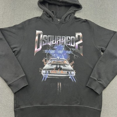 Dsquared2 1964 Space Cool Hoodie Mens XL Oversized Car Black Sweatshirt Pullover