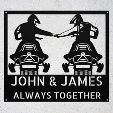 Personalized Snowmobile Metal Art Sign Custom Couple Guys Wall Decor Gift