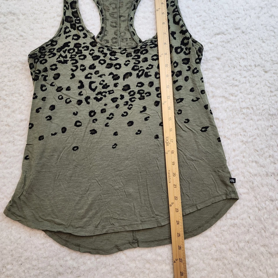 Rock & Republic Racerback Tank Top M Green Leopard Print Cotton Modal Soft - Image 2 of 4