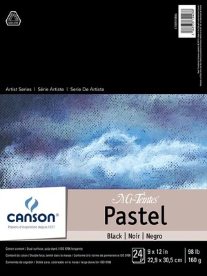Canson Artist Series Mi-Teintes Pastel Paper, Black, Foldover Pad, 9x12