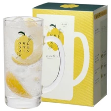 Toyo Sasaki Glass Lemon Sour Glass Mug with Measuring Cup 435ml Made in Japan