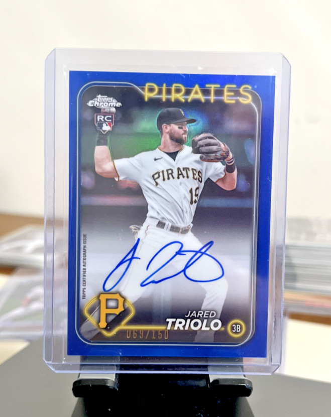 2024 Topps Chrome Rookie Auto Jared Triolo #RA-JTR Blue Refractor 69/150 Pirates
