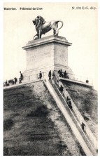 Vintage Postcard Lion Monument Waterloo Belgium Pedestal du Lion 