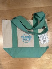Trader Joe  s Mini Pastel Canvas Tote Bag - Pastel GREEN - New with Tags