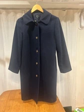 A.P.C. Navy Long Coat M Size Buttoned Wool Outerwear Excellent Condition