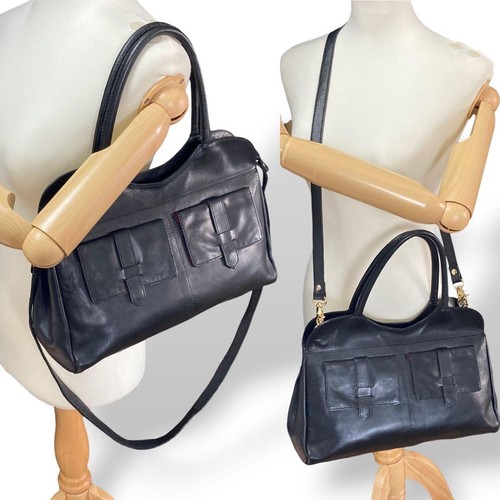 Alexander McQueen Joan 1998 Archive Leather 2Way Tote Shoulder Bag Black JAPAN